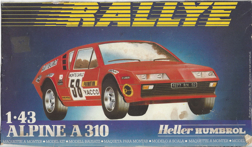 Slotcars66 Renualt Alpine A310 Rally Car 1/43rd Scale Plastic Kit by Heller Hellar 